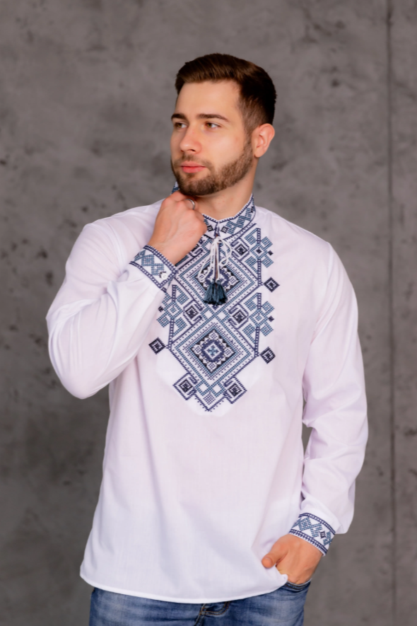 Ukrainian Men's Vyshyvanka "Hordiy" Blue