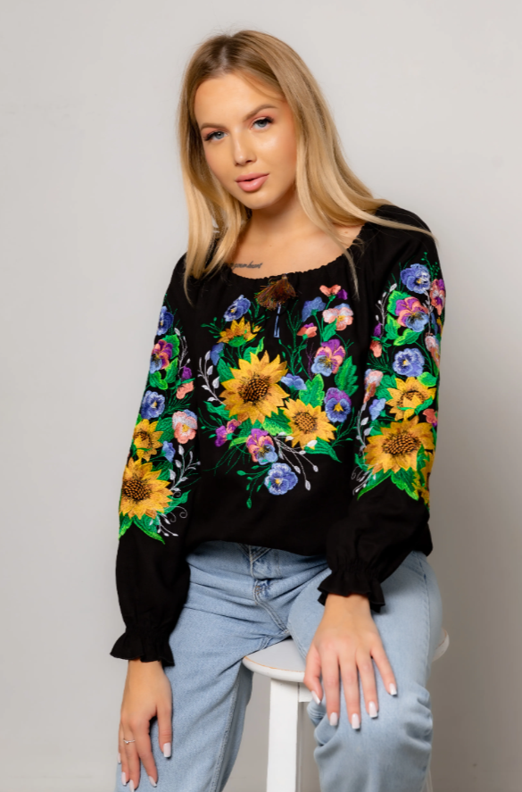 Ukrainian women's embroidered blouse "Sunflower glory"