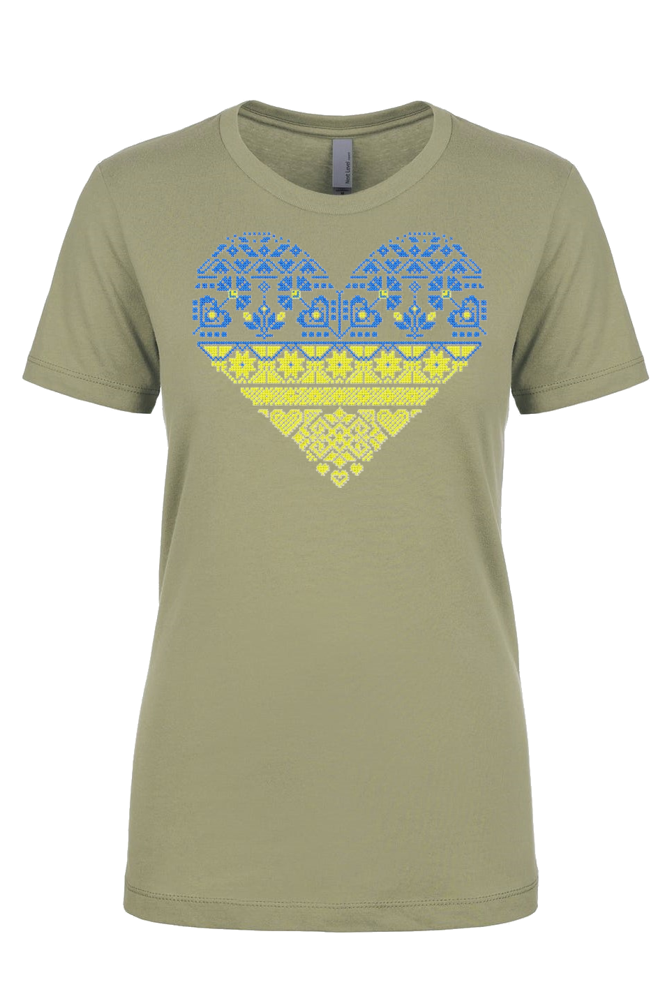 Female fit t-shirt "Blue and yellow heart"