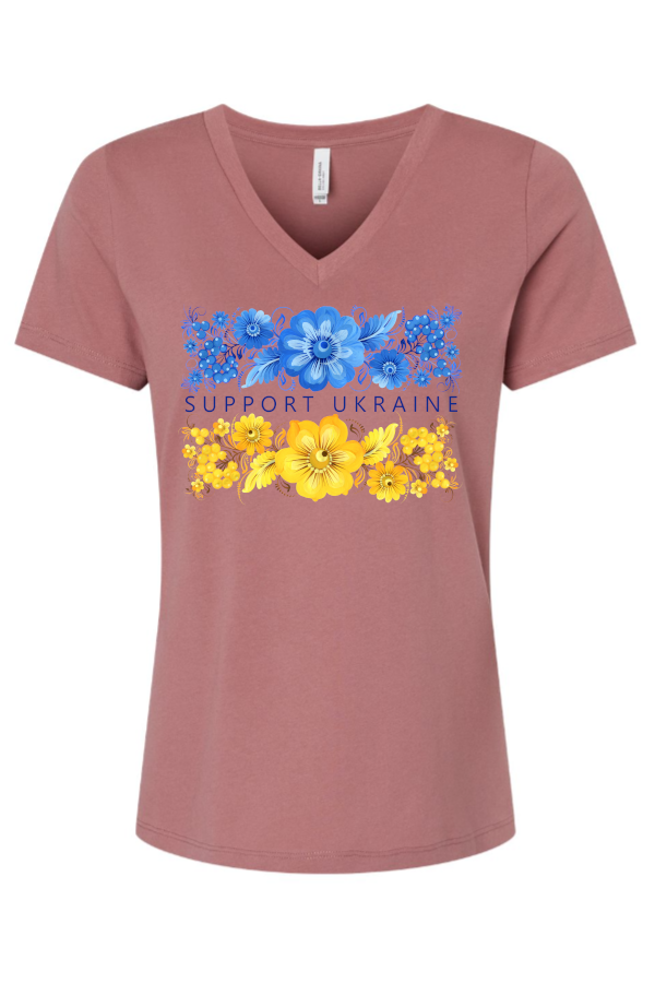 Female fit v-neck t-shirt "Support Ukraine"