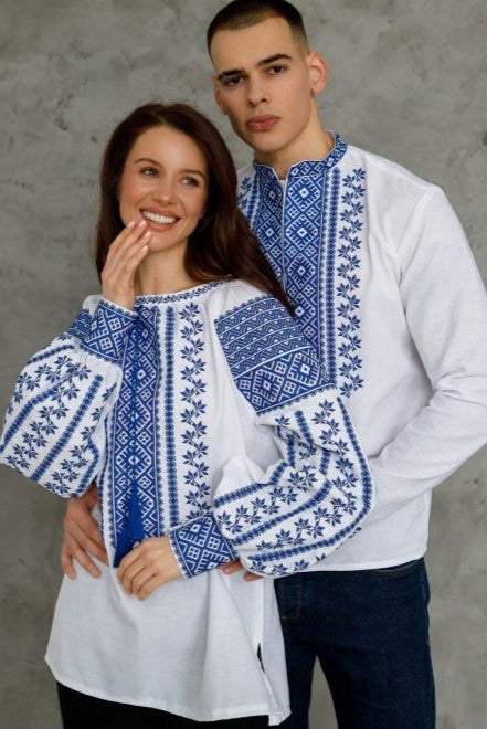 Ukrainian Men's Vyshyvanka "Blue Harmony"