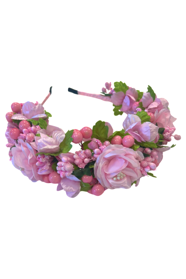 Headband "Puffy poppies" pink