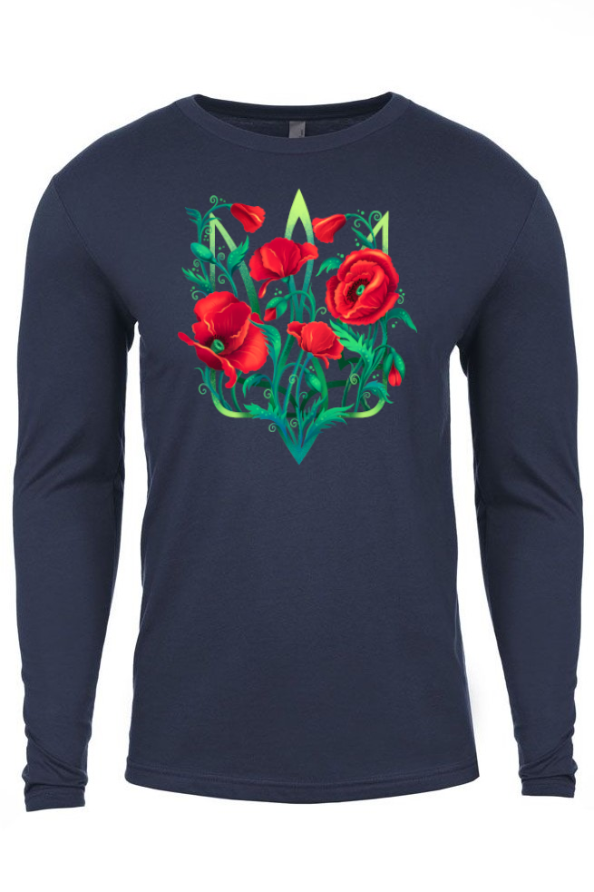 Adult long sleeve top "Poppy Tryzub"