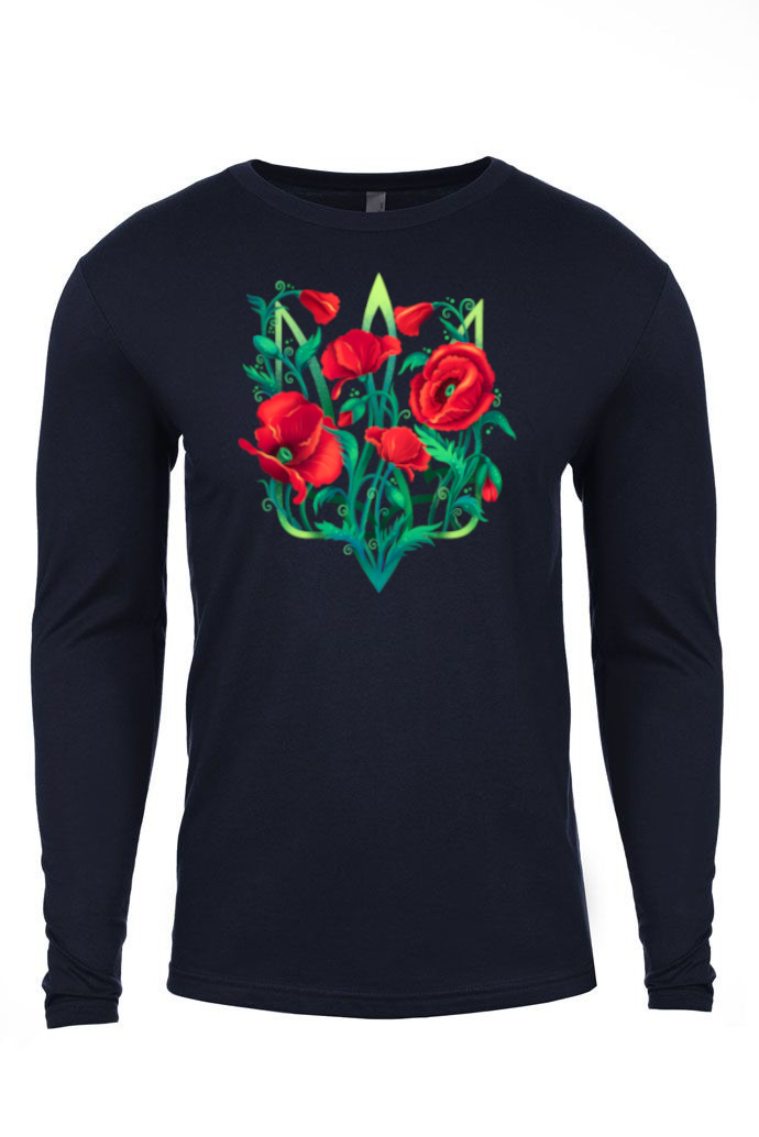 Adult long sleeve top "Poppy Tryzub"