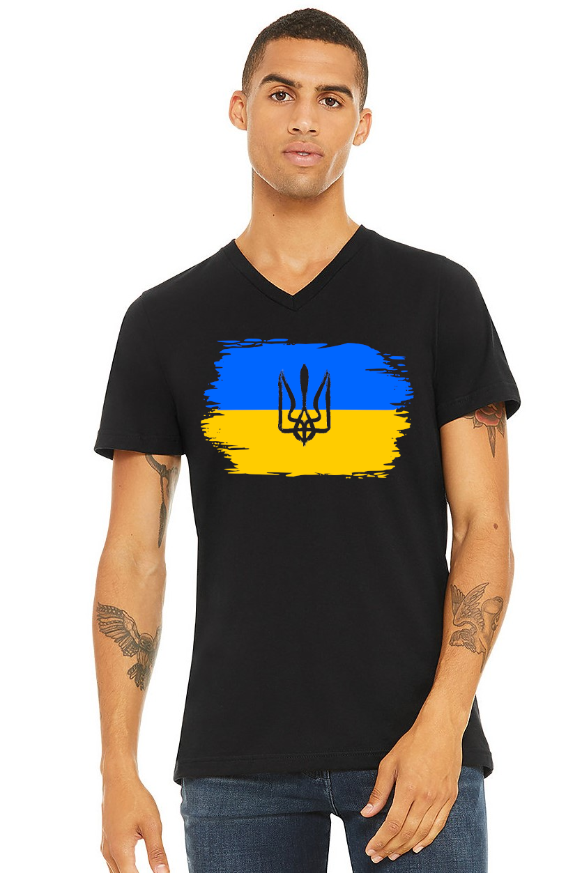 Adult v-neck t-shirt "Ukrainian Flag"