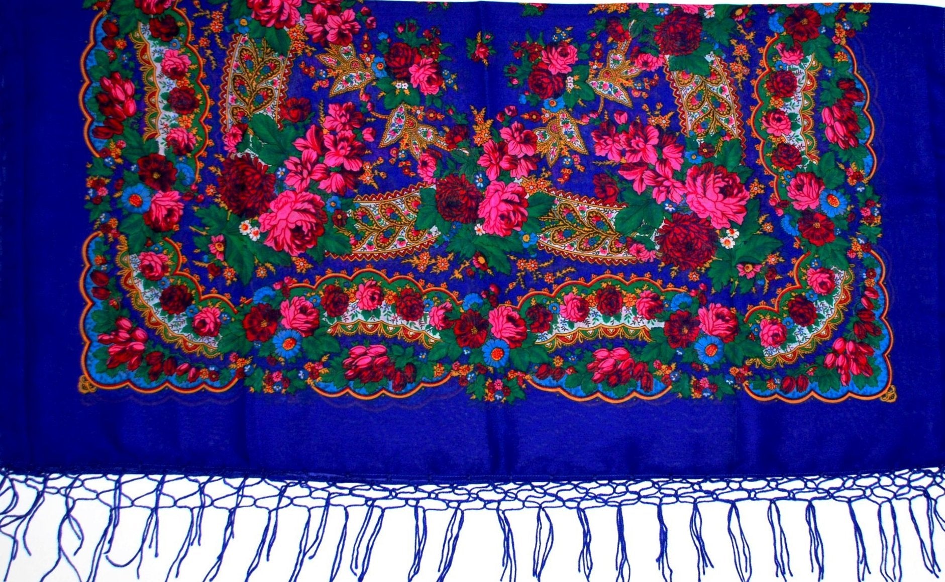 Ukrainian shawl "Hustka". Blue. Large