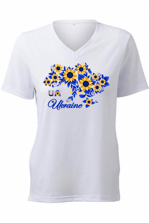 Female fit v-neck t-shirt "Sunflower Ukraine"