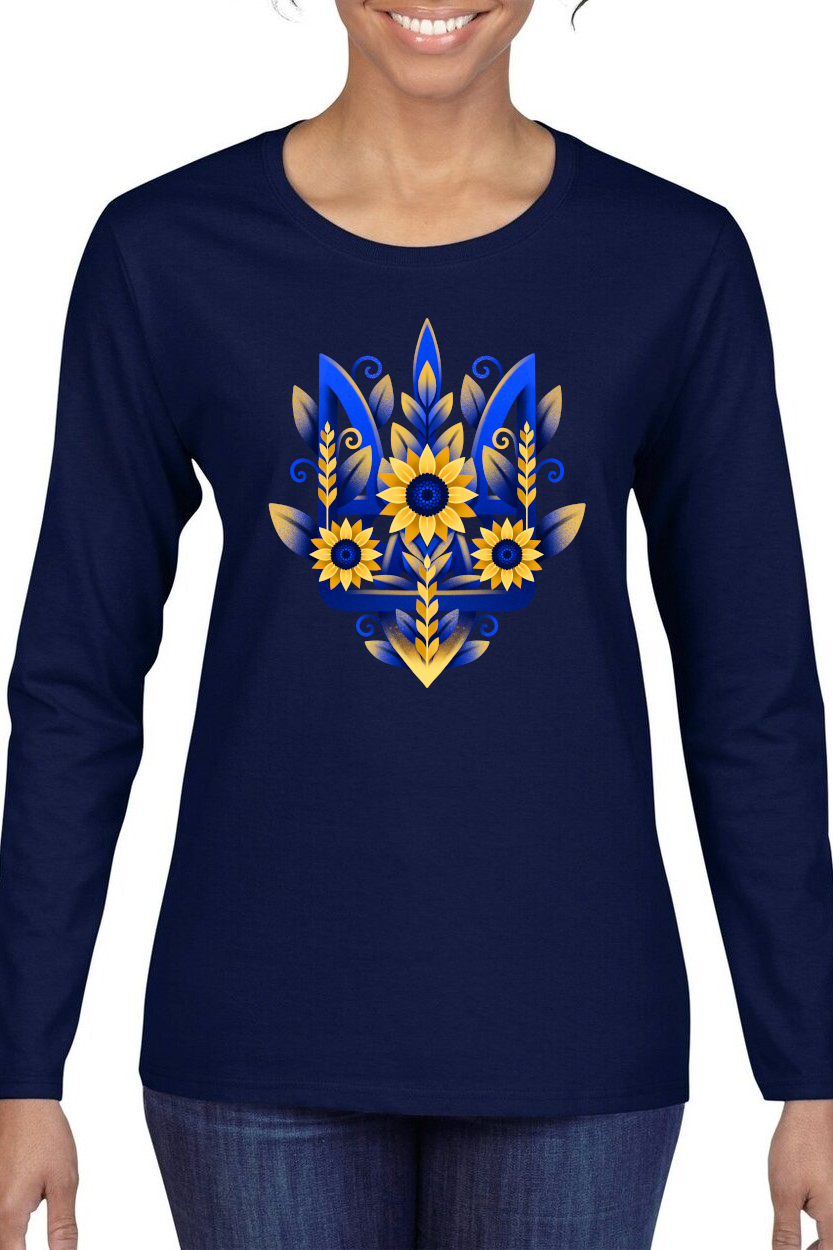 Ladies' long sleeve top "Sunflower Tryzub"