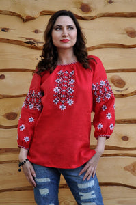 Women's 3/4 red blouse "Iryna"