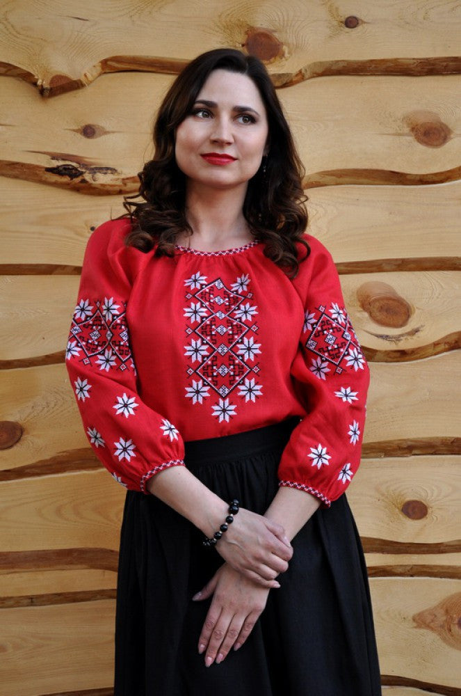 Women's 3/4 red blouse "Iryna"
