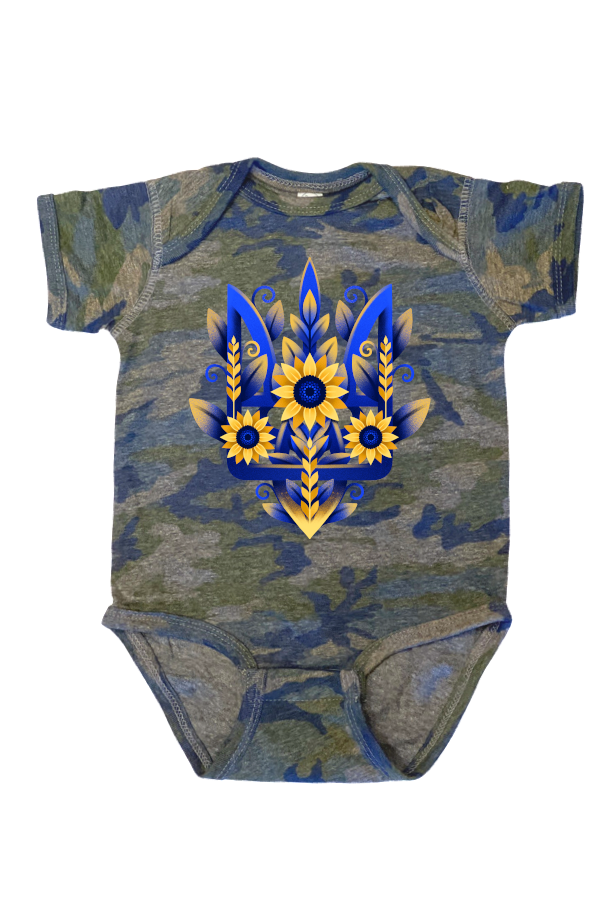 Infant onesie bodysuit "Sunflower Tryzub"