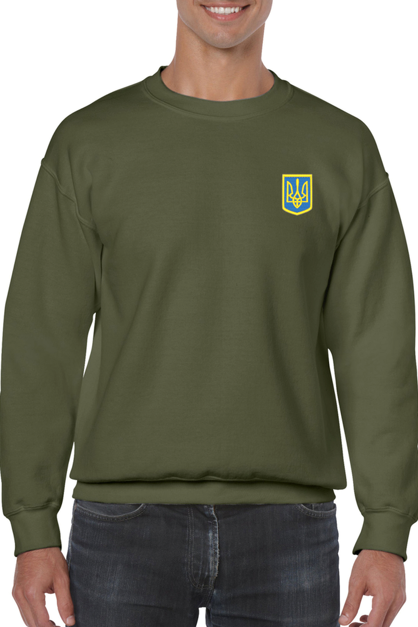 Adult unisex sweatshirt with Ukrainian emblem embroidery