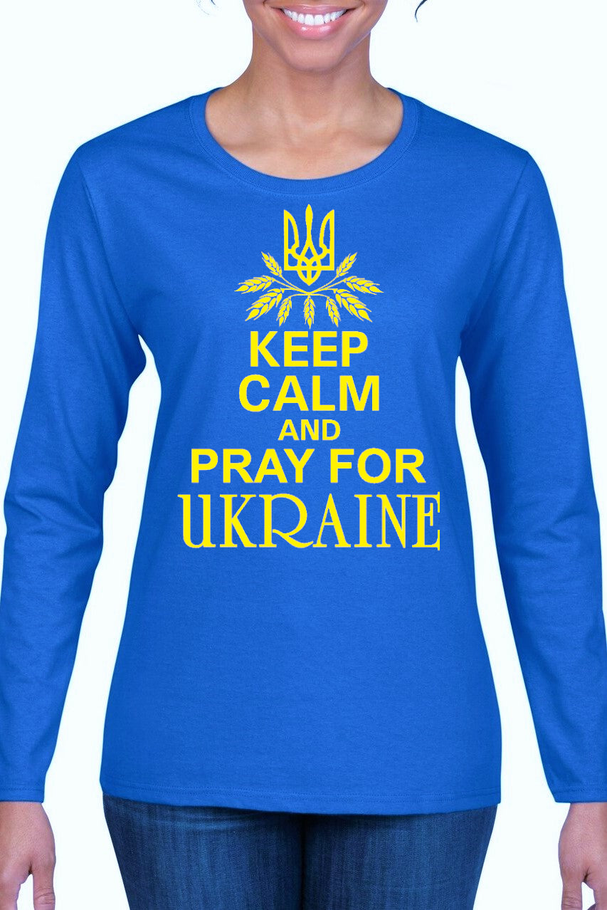 Ladies' long sleeve top "Keep calm and pray for Ukraine"