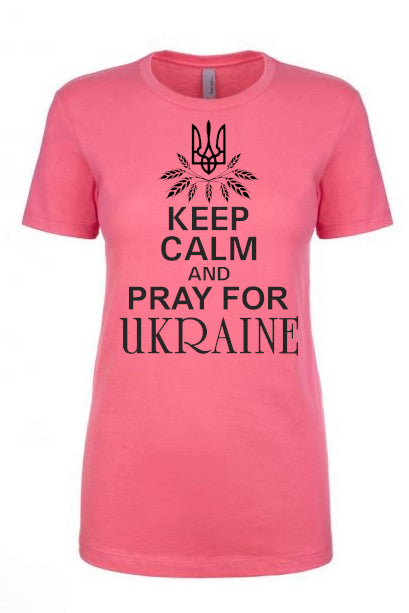 Female fit t-shirt "Keep calm and pray for Ukraine"