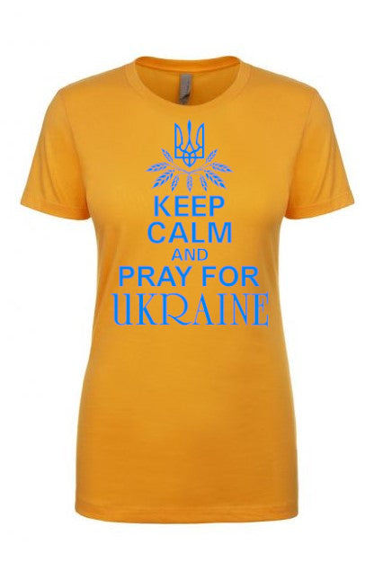 Female fit t-shirt "Keep calm and pray for Ukraine"